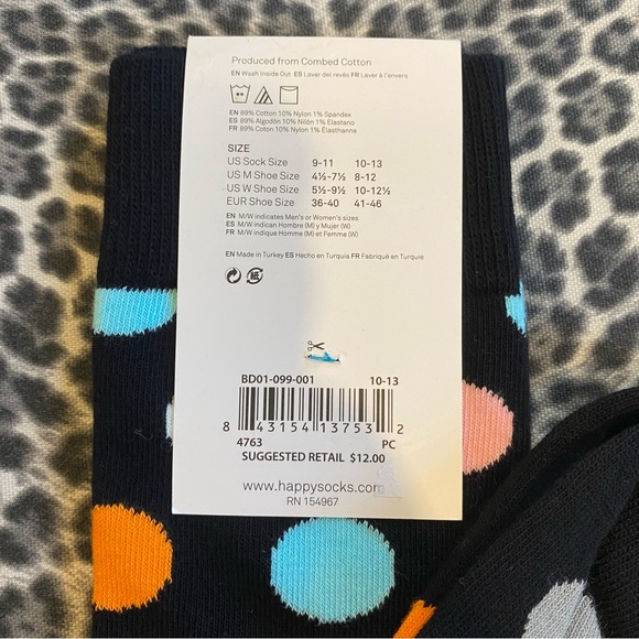 Happy Sock Big Dot Black Multicolor Socks NWT Polka Dot - Picture 5 of 10
